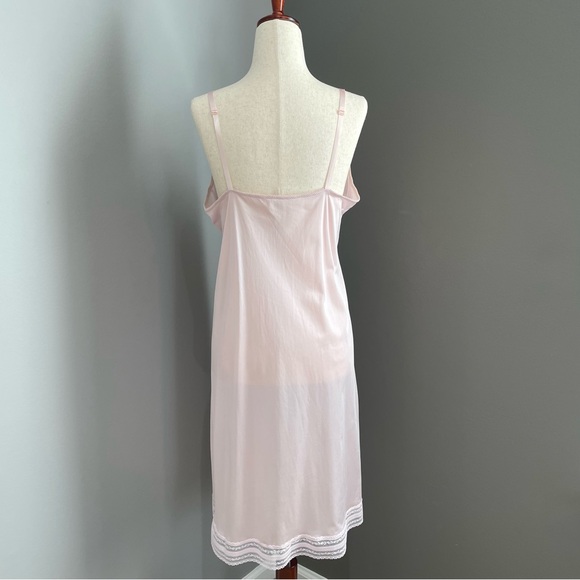 Vintage Slip Dress Size 36 M Lilac Pink Lace Details Adjustable Straps Silky - Picture 4 of 13